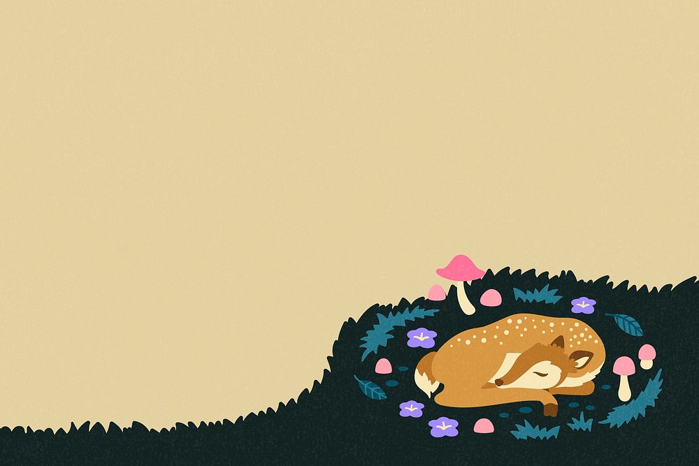 Deer border frame background, cute animal illustration psd