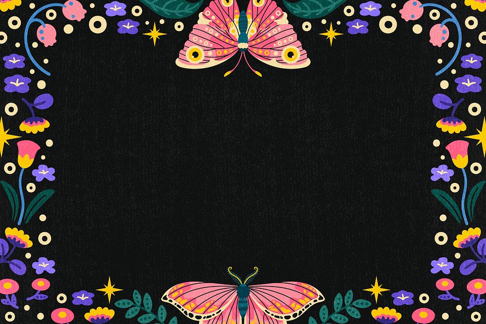 Butterfly frame background, aesthetic animal illustration psd