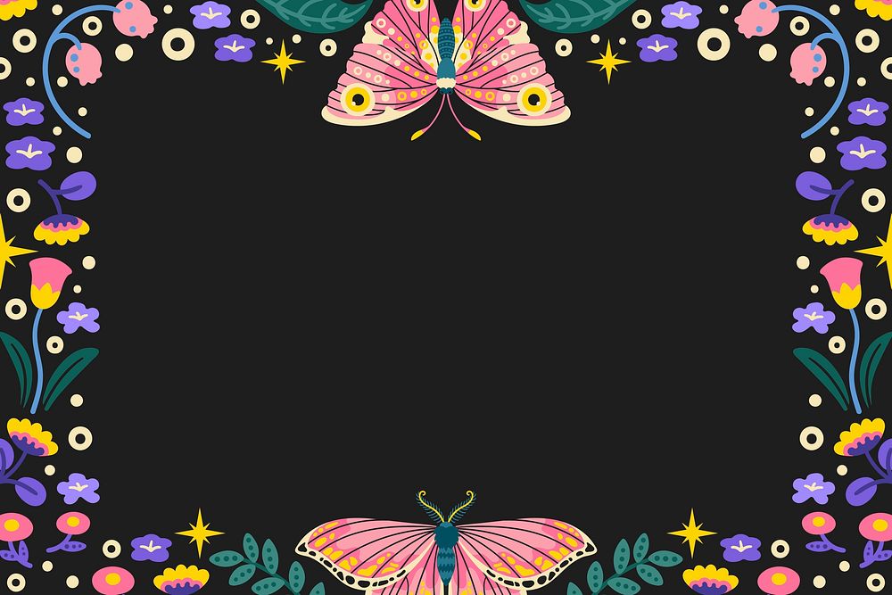 Vintage butterfly frame background, aesthetic animal illustration vector