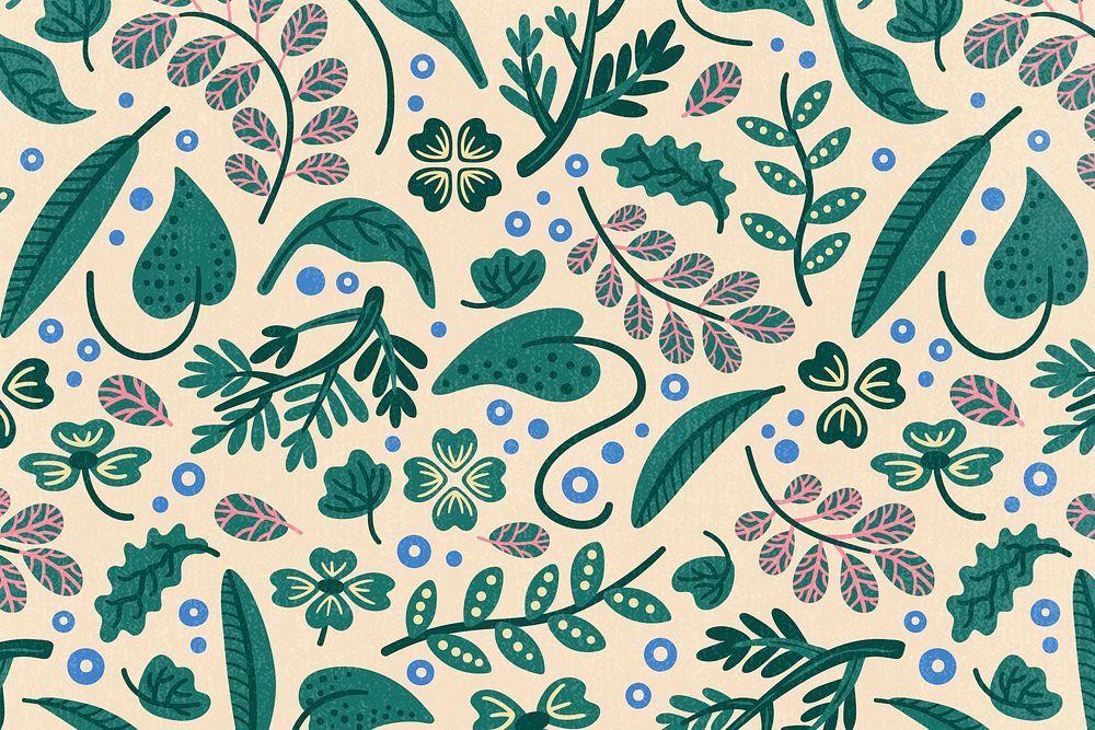Aesthetic Leaf pattern background, nature illustration