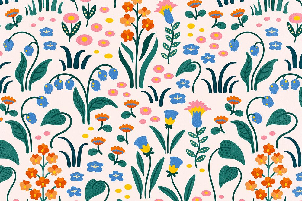 Aesthetic floral pattern background, nature illustration