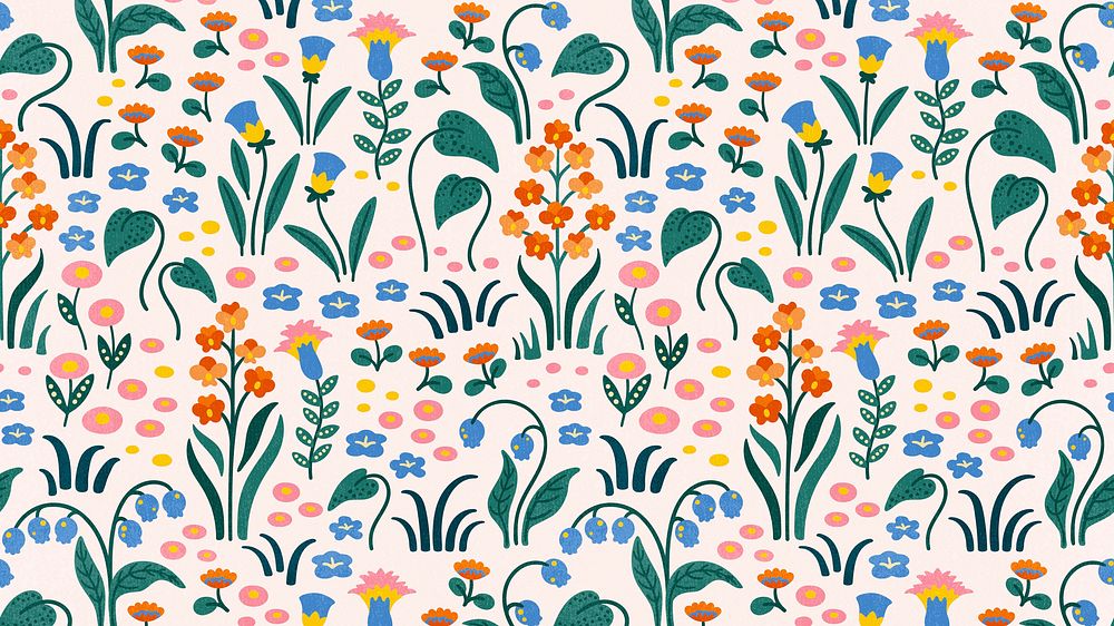 Vintage flower pattern computer wallpaper, nature illustration