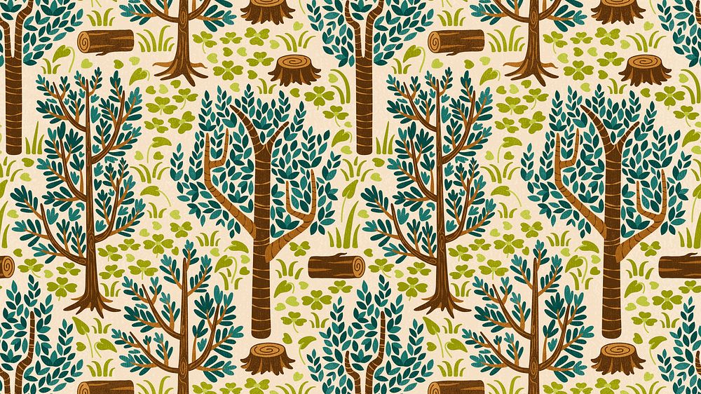 Vintage tree pattern HD wallpaper, nature illustration