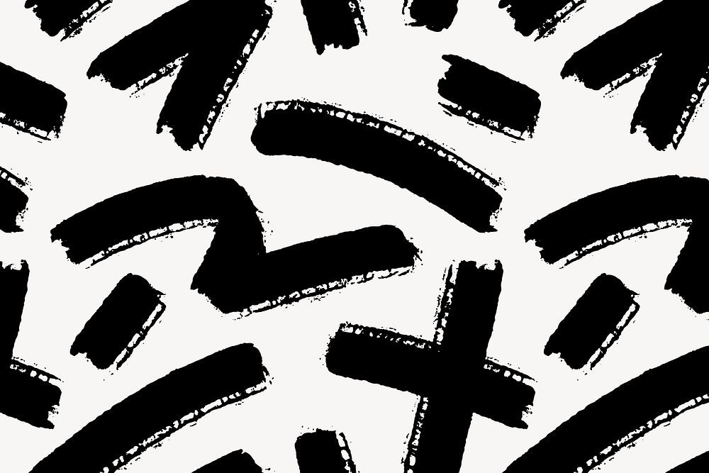 Memphis brush pattern background, black design vector