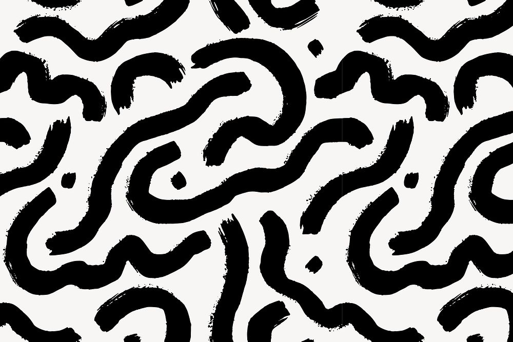 Black brush strokes pattern background, Memphis design vector