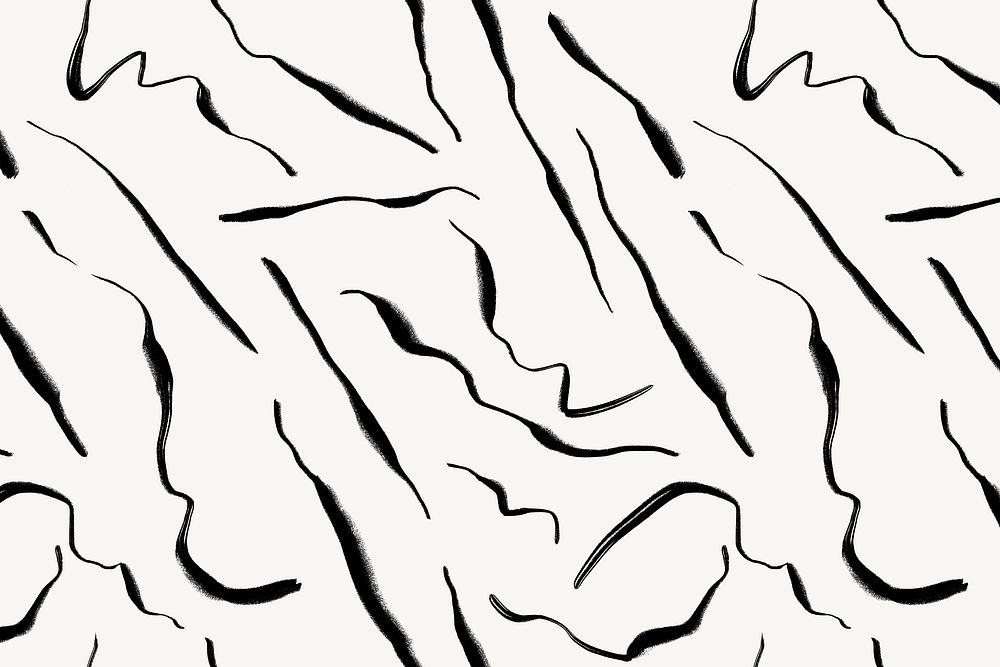 Abstract squiggle brush strokes pattern background, black design