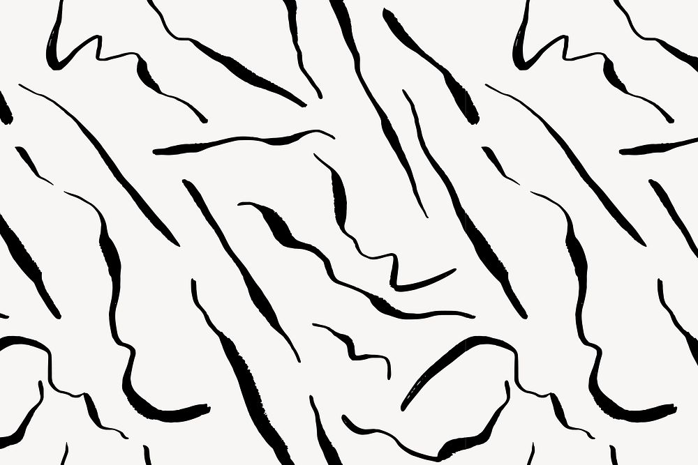 Memphis squiggle pattern background, black design vector