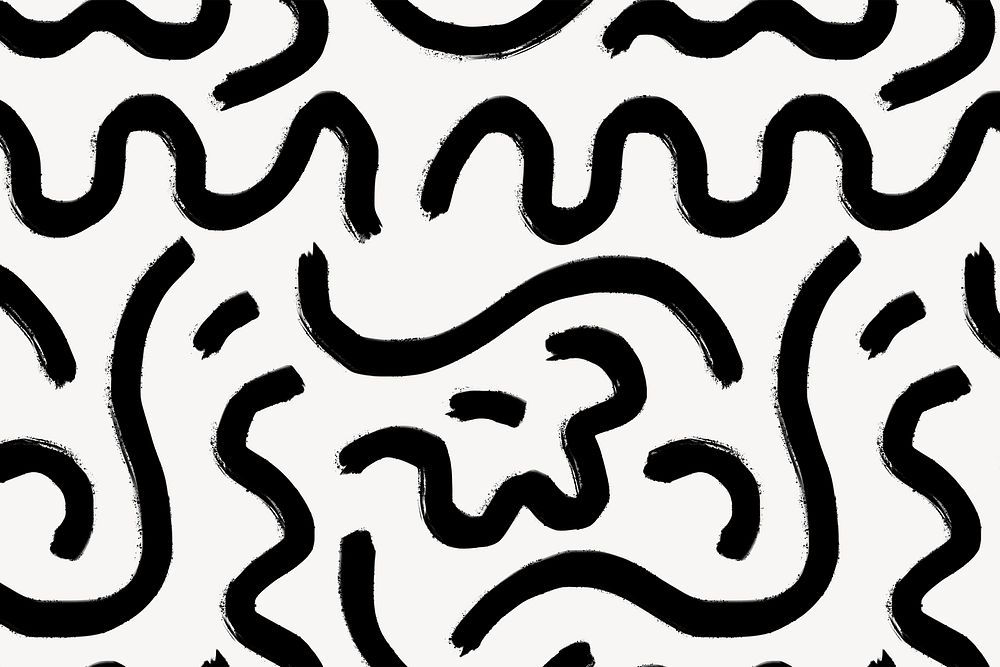 Black brush strokes pattern background, Memphis design