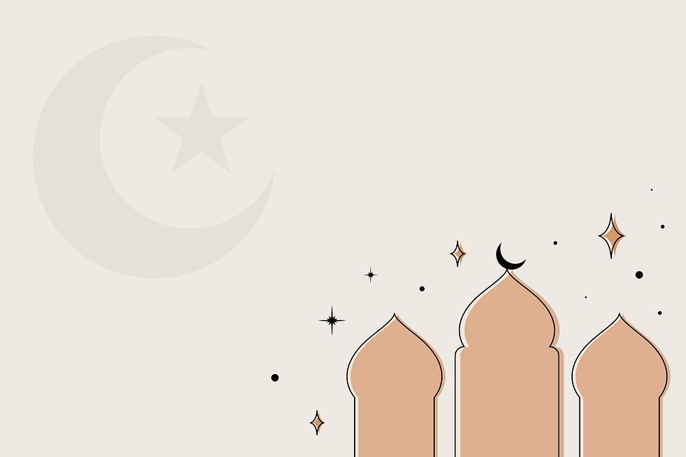 Brown Eid Mubarak social media banner, aesthetic celebration design vector