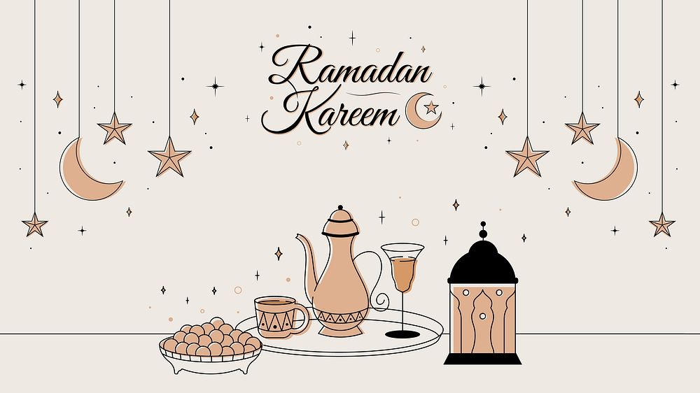 Ramadan background, aesthetic beige design
