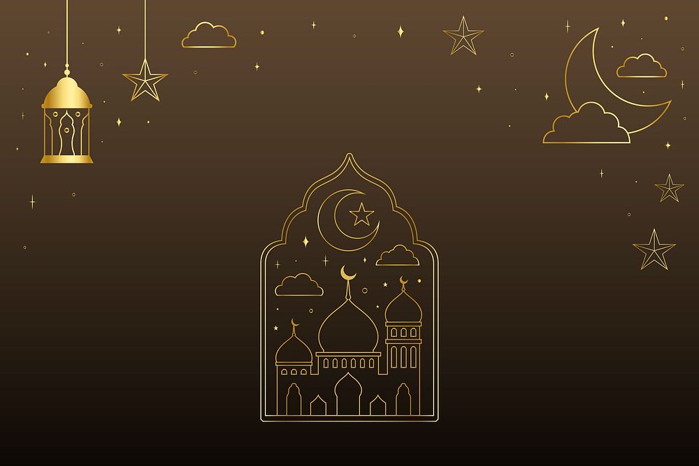 Aesthetic Ramadan background, luxurious line art