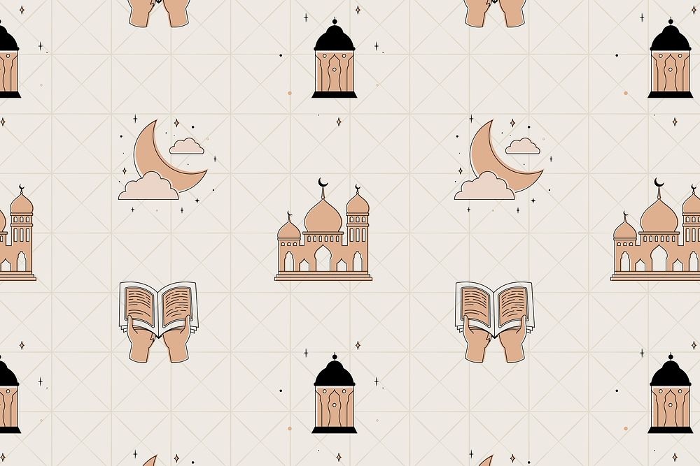 Ramadan social media banner, aesthetic earth brown pattern design psd