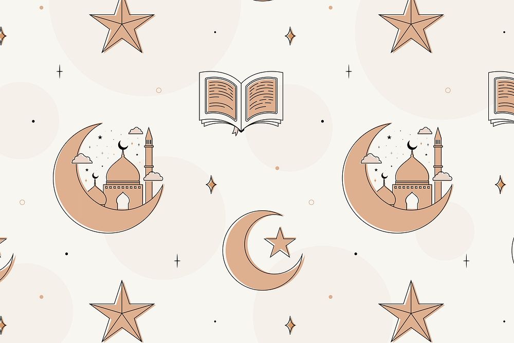 Eid Mubarak background, aesthetic earth brown pattern design psd