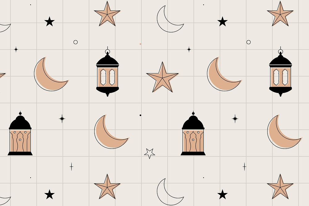 Ramadan social media banner, aesthetic earth brown pattern design vector