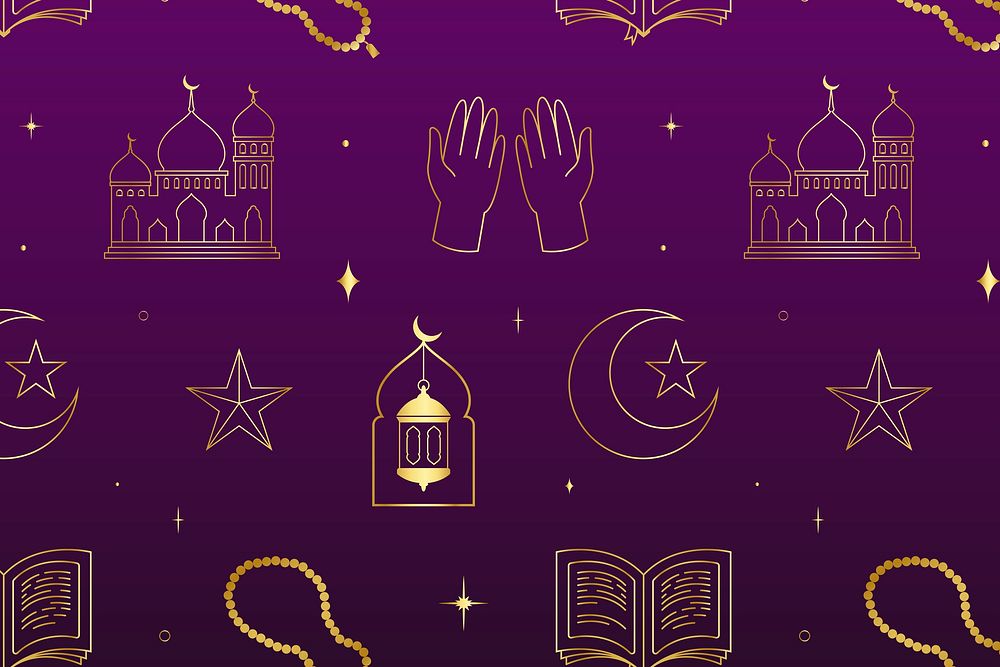 Aesthetic Ramadan social media banner, luxurious pattern line art vector