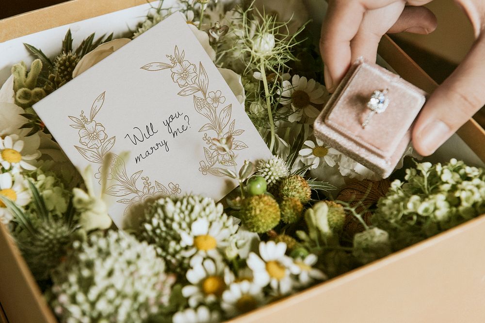 Wedding card mockup, aesthetic botanical design psd