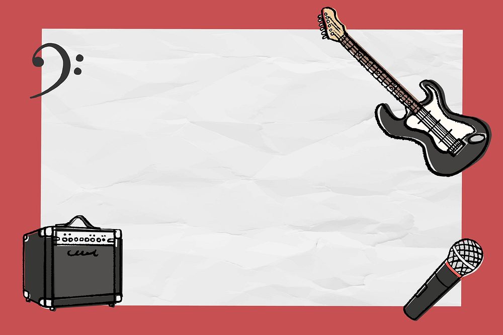 Rock music frame background, cute doodle psd