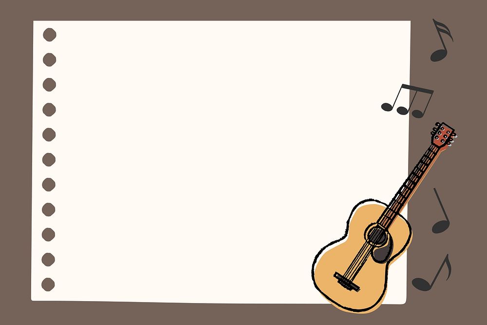 Aesthetic guitar frame background, music doodle vector