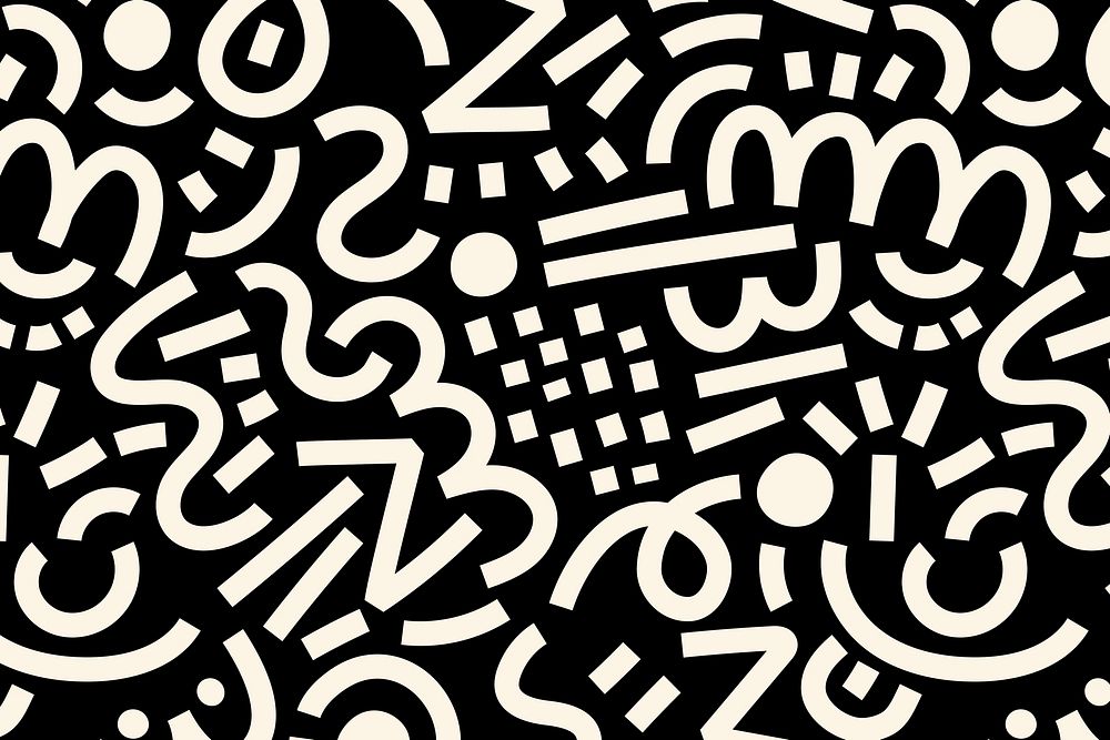 Memphis seamless pattern background, aesthetic black design vector