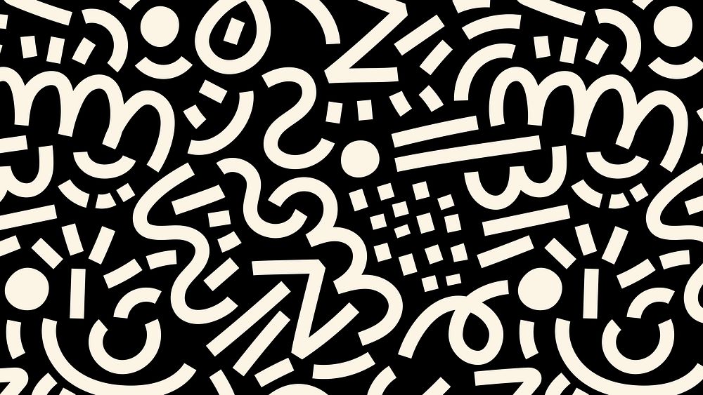 Memphis pattern desktop wallpaper, aesthetic black design