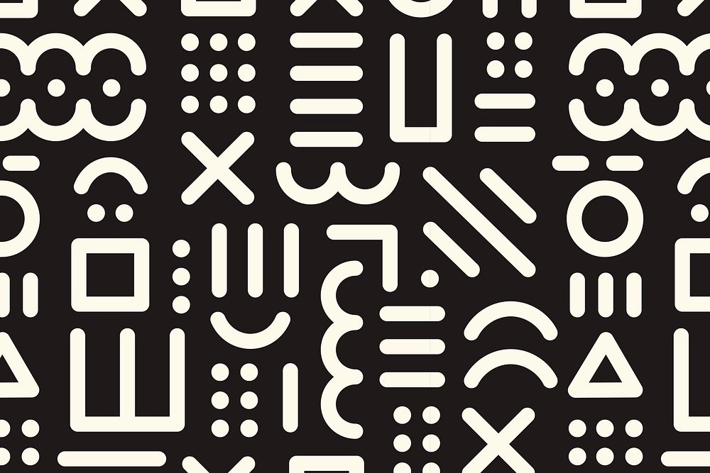 Memphis background pattern, black doodle design