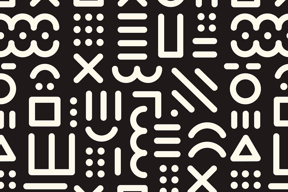 Memphis seamless pattern background, aesthetic black design vector