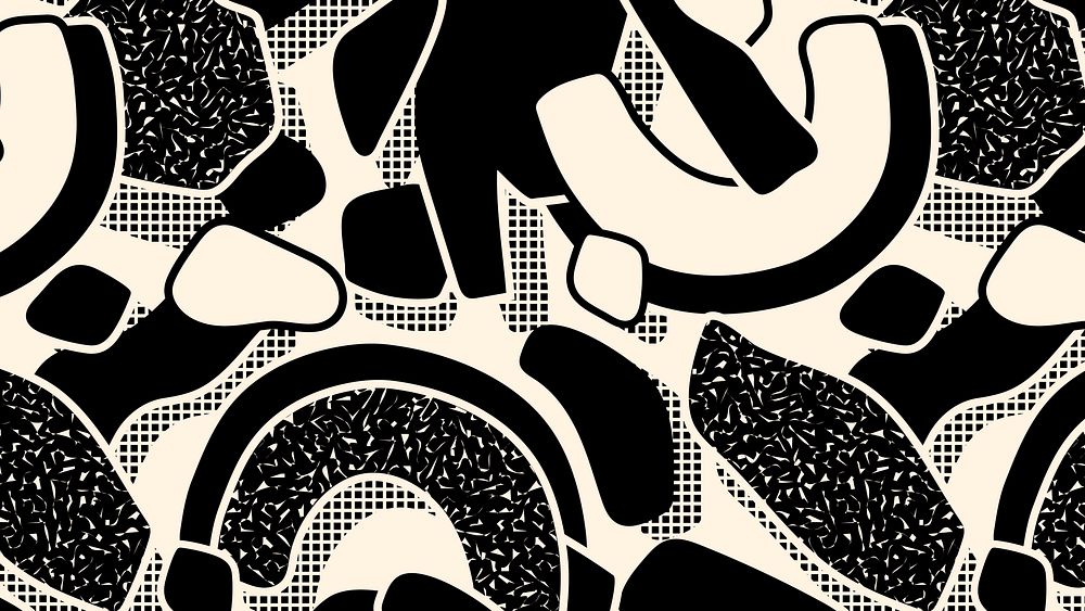 Memphis pattern desktop wallpaper, aesthetic black design
