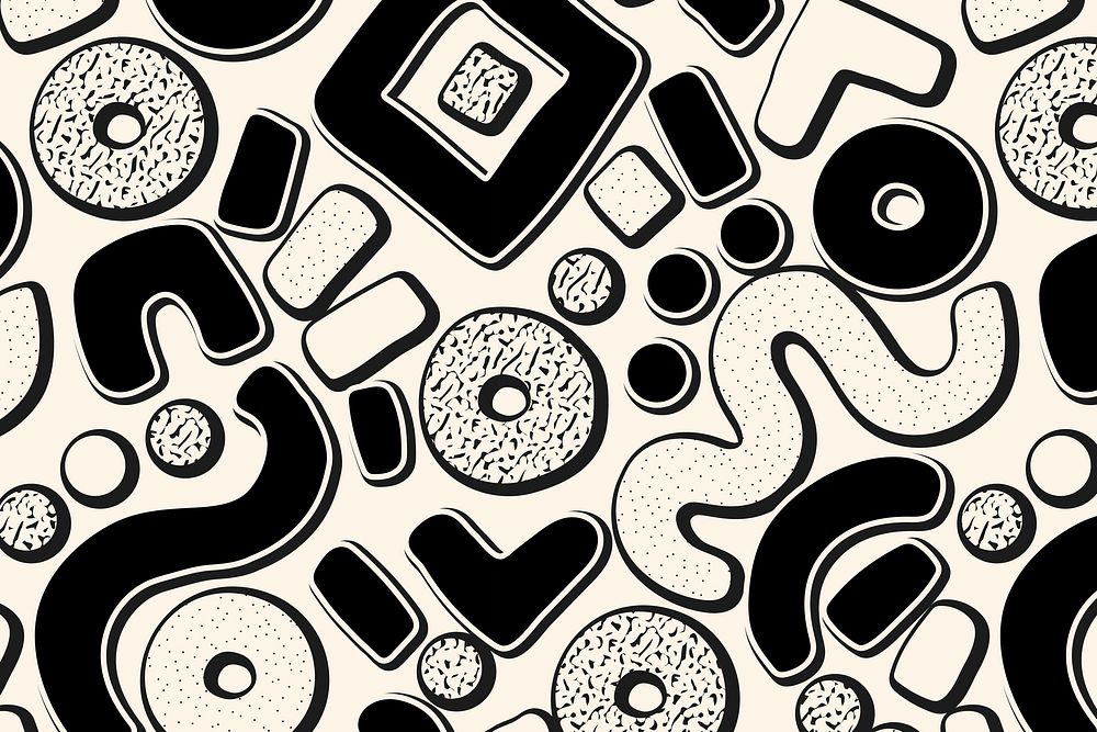 Memphis seamless pattern background, aesthetic black design vector