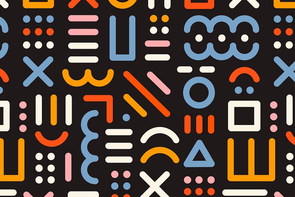 Memphis social media banner pattern, colorful doodle design