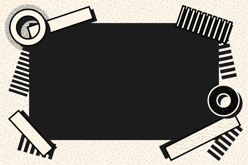 Black Memphis frame background, minimal design vector