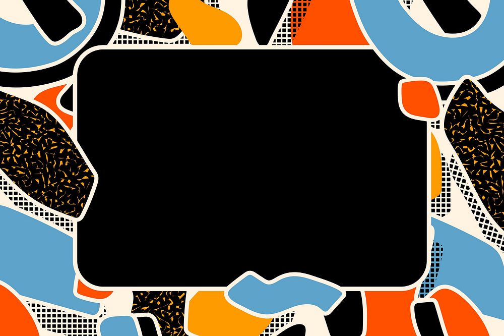 Colorful Memphis frame for social media banner, minimal design psd