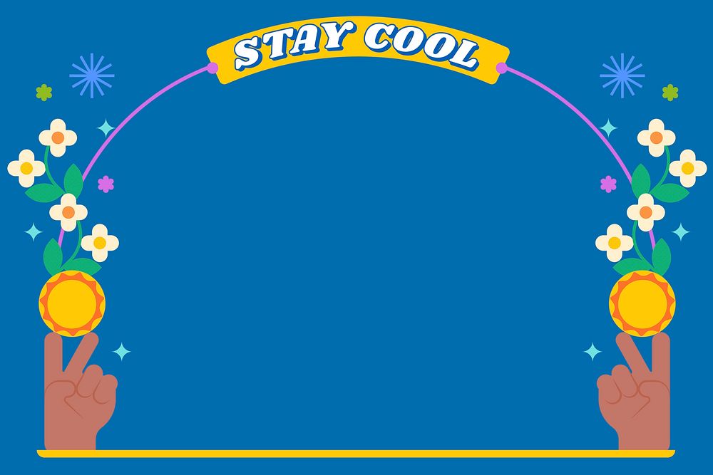 Stay cool blue background, summer frame psd