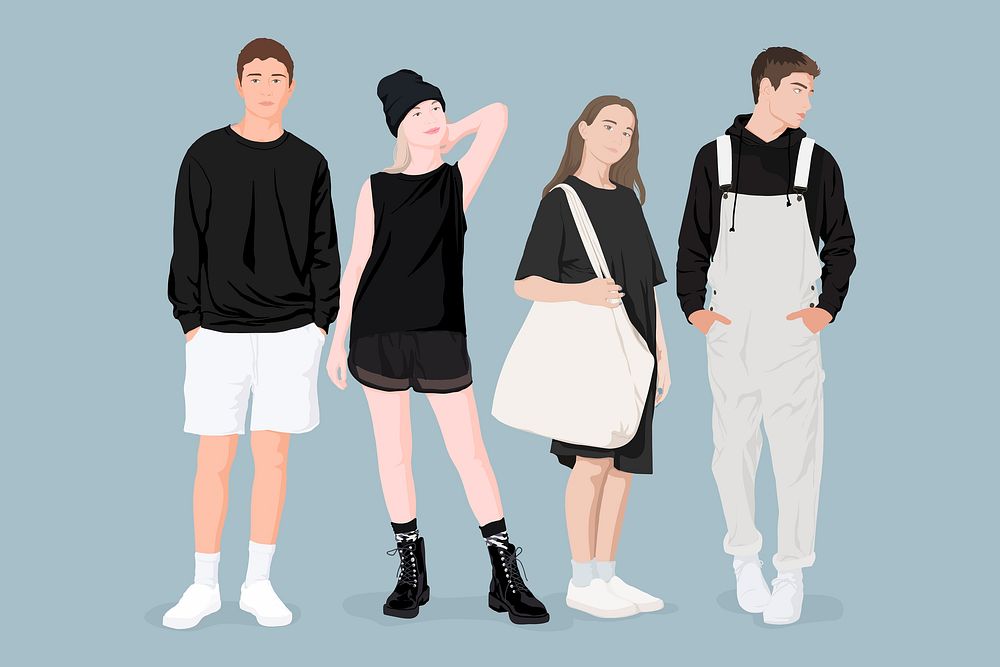 Teen friends collage element, vector illustration