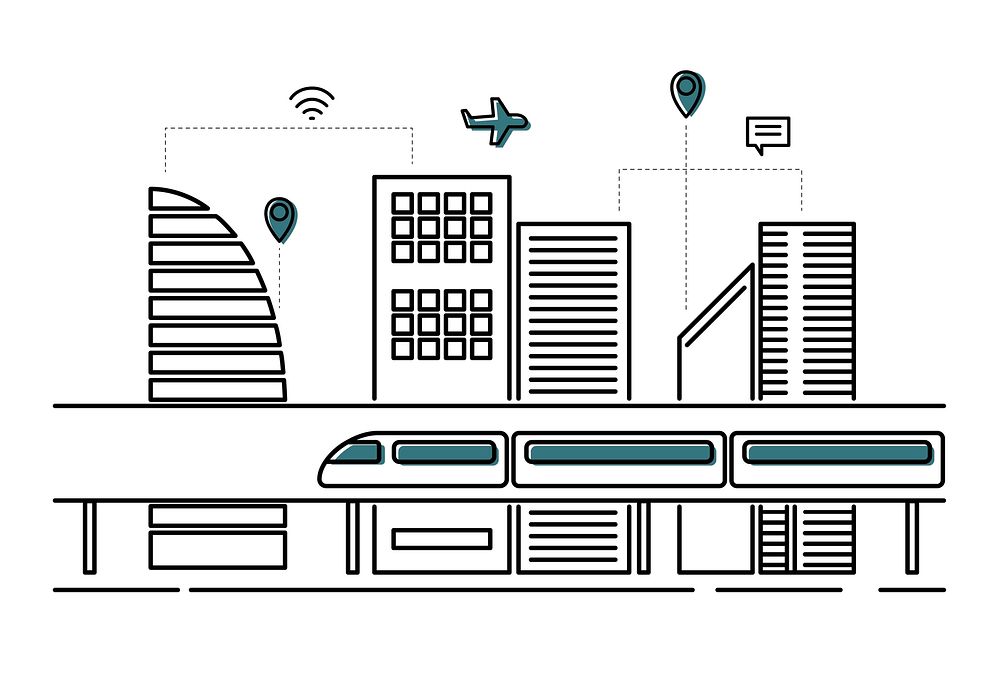 Illustration of a futuristic city