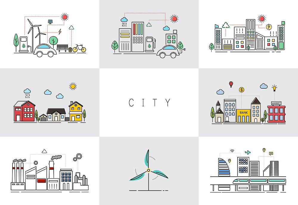 Eco friendly city vector 