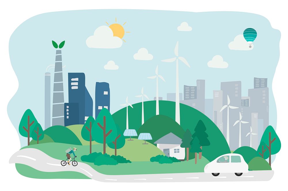 Illustration of environmentally friendly city