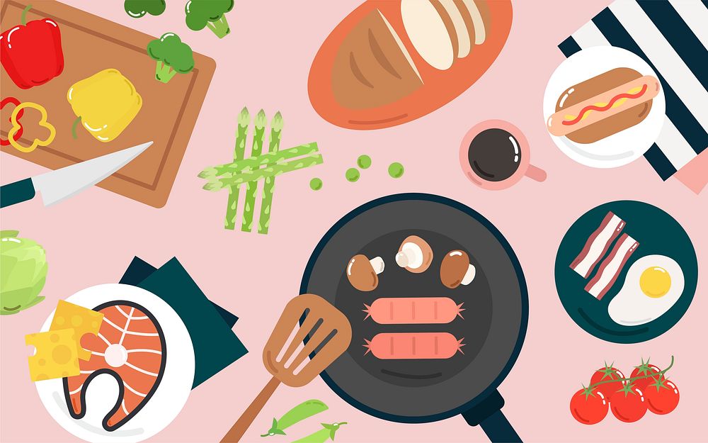 Food and cooking graphic illustration