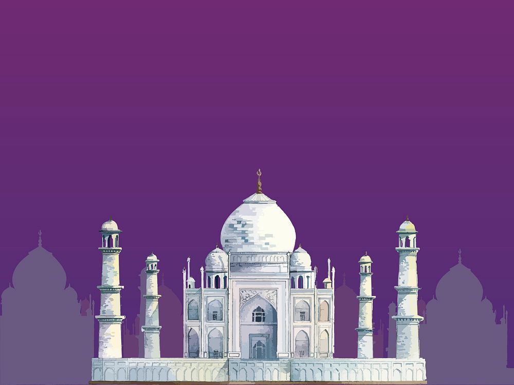 The Taj Mahal painted by watercolor