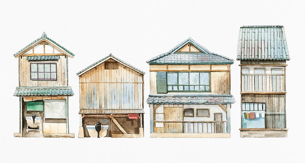 Funaya houses in Kyoto Prefecture Japan vector