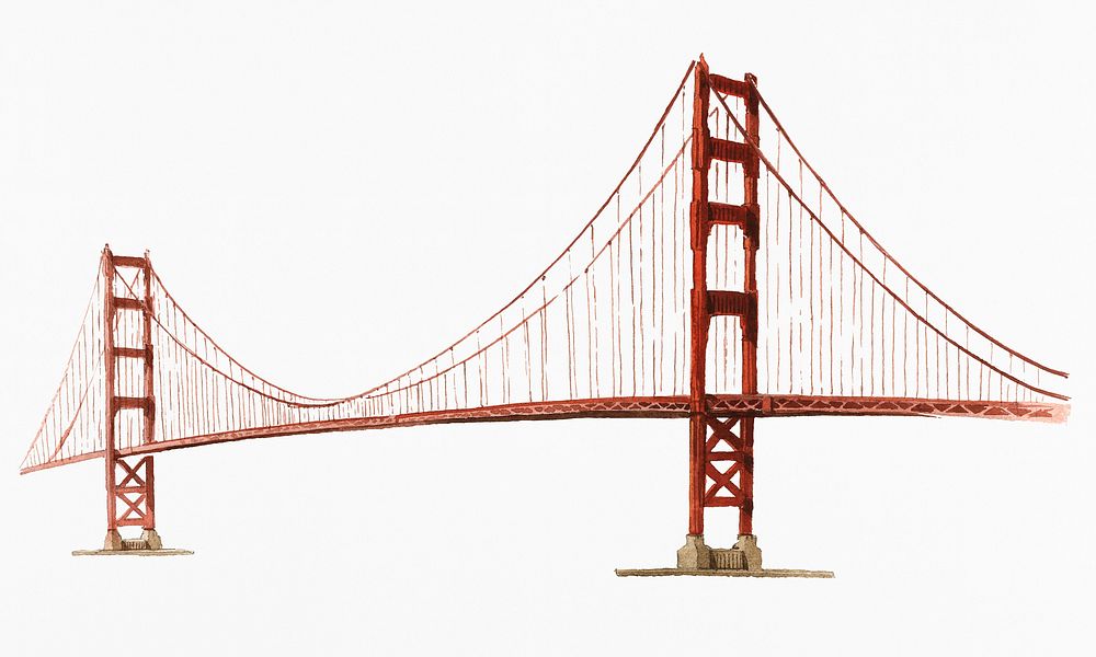 The Golden Gate Bridge painted by watercolor