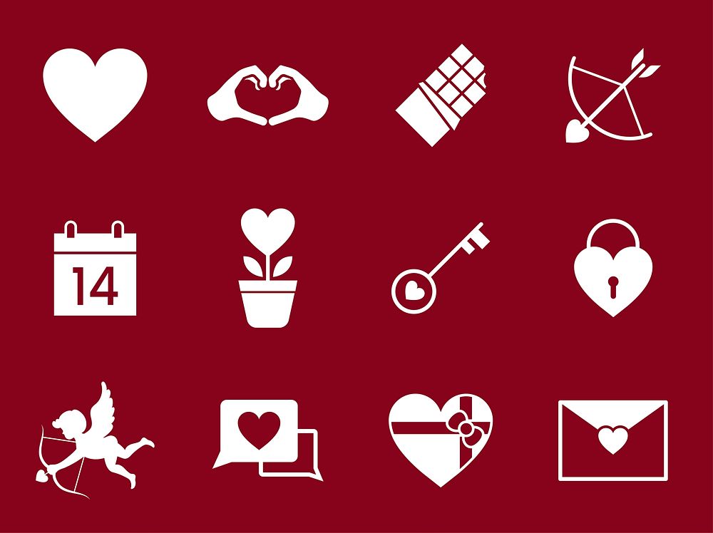 Collection of Valentines Day love icons