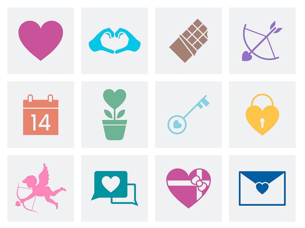 Collection of Valentines Day love icons