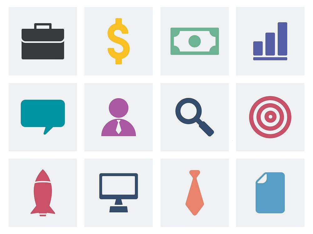 Collection of business icons illustration