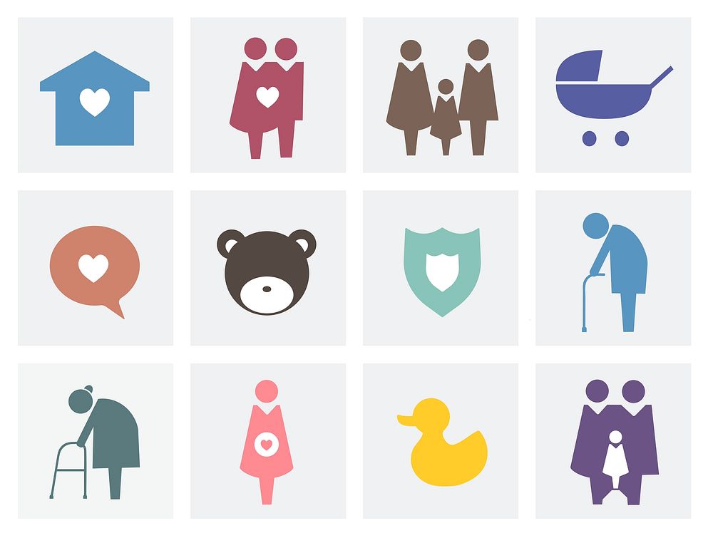 Collection of family icons pictogram illustration