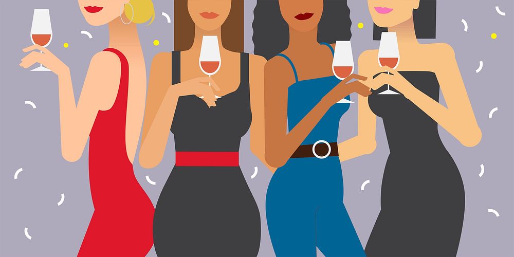 Women at a party illustration