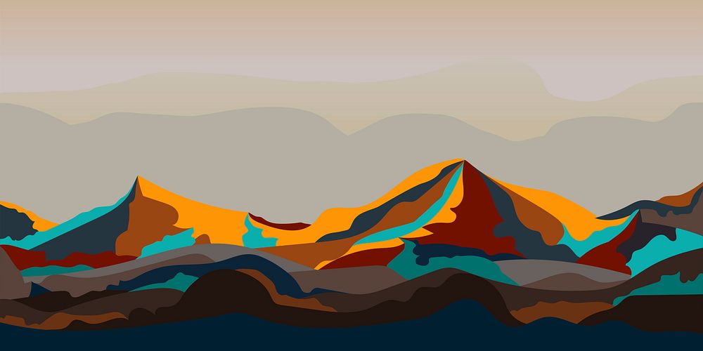 Painted mountain landscape graphic design