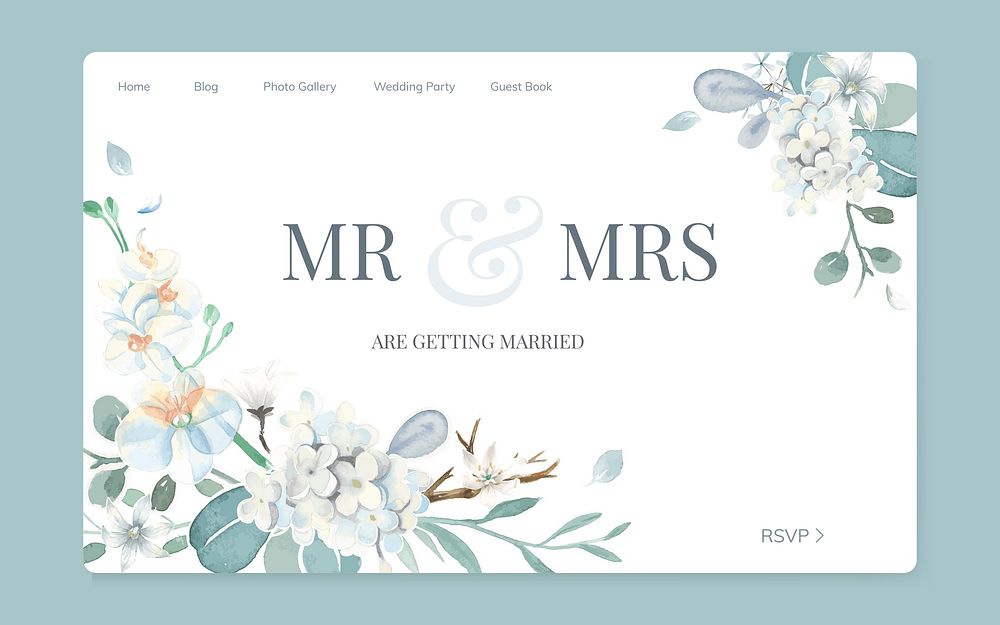 Floral wedding invitation website design