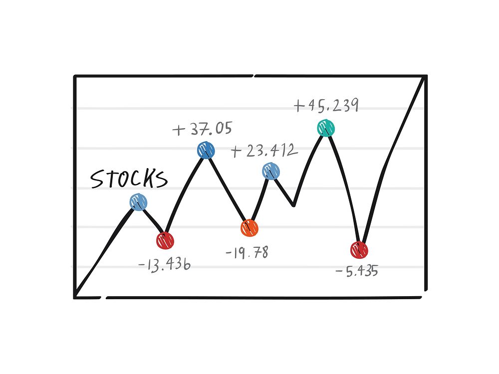 Fluctuation in financial stock market graph illustration