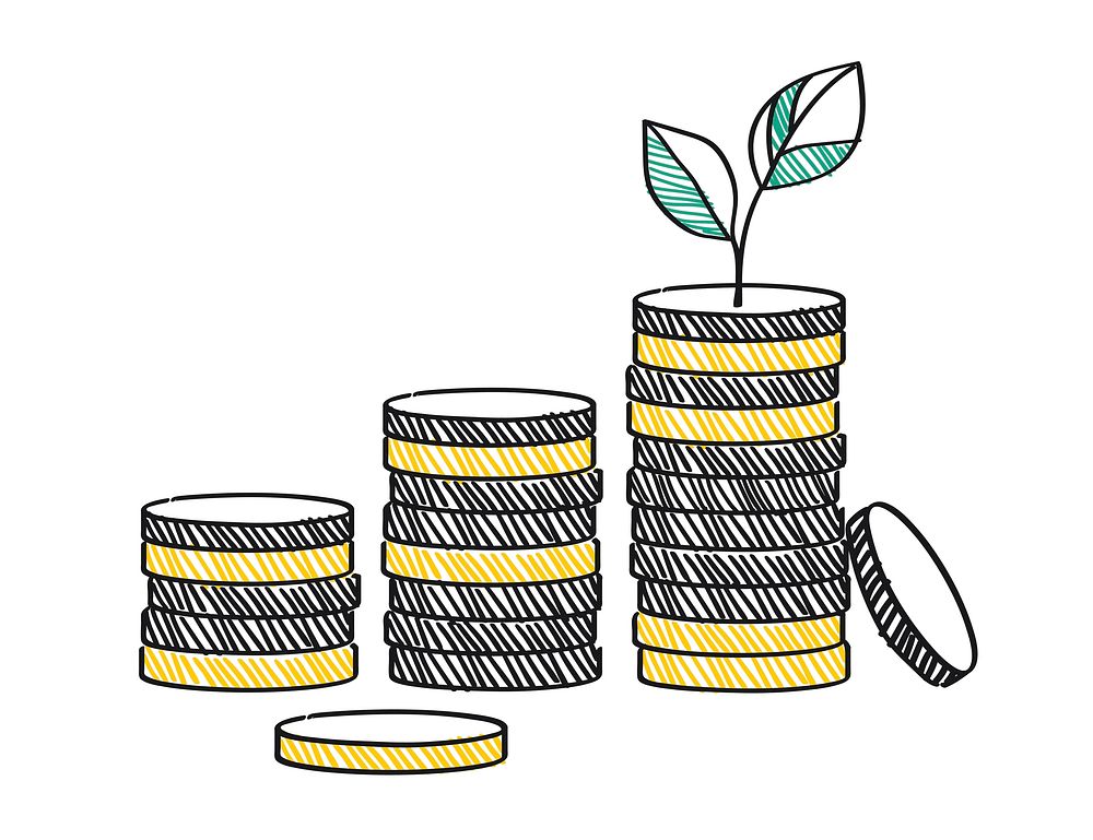 Growth of financial investment concept illustration