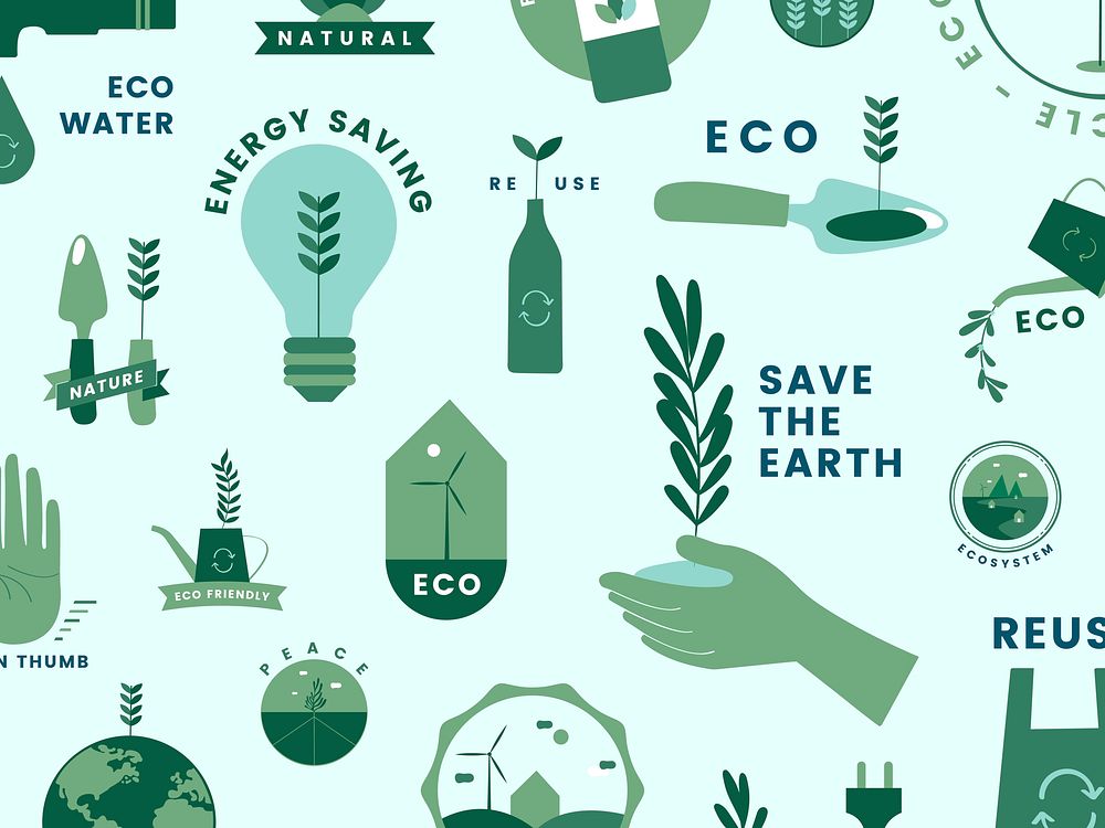 Set of organic and go green icons
